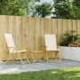 Sillas de bistró plegables con cojines 2 uds bambú blanco crema de vidaXL, Sillas de jardín - Ref: Foro24-365875, Precio: 212...
