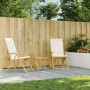 Sillas de bistró plegables con cojines 2 uds bambú blanco crema de vidaXL, Sillas de jardín - Ref: Foro24-365875, Precio: 209...