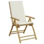 Sillas de bistró plegables con cojines 2 uds bambú blanco crema de vidaXL, Sillas de jardín - Ref: Foro24-365875, Precio: 212...