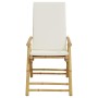 Sillas de bistró plegables con cojines 2 uds bambú blanco crema de vidaXL, Sillas de jardín - Ref: Foro24-365875, Precio: 209...