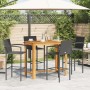 Mesa y taburetes de jardín 5 pzas madera acacia ratán PE negro de vidaXL, Conjuntos de jardín - Ref: Foro24-3295289, Precio: ...