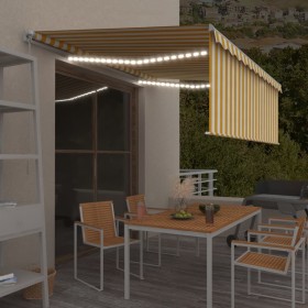 Toldo retráctil manual persiana y LED amarillo y blanco 4,5x3 m de vidaXL, Toldos - Ref: Foro24-3069323, Precio: 401,03 €, De...