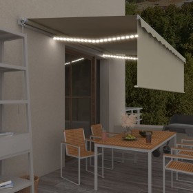 Toldo retráctil manual con persiana y LED crema 5x3 m de vidaXL, Toldos - Ref: Foro24-3069342, Precio: 493,79 €, Descuento: %