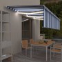 Toldo retráctil manual con persiana y LED azul y blanco 6x3 m de vidaXL, Toldos - Ref: Foro24-3069361, Precio: 542,48 €, Desc...