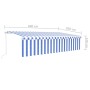Toldo retráctil manual con persiana y LED azul y blanco 6x3 m de vidaXL, Toldos - Ref: Foro24-3069361, Precio: 542,48 €, Desc...