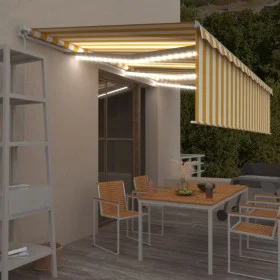 Toldo retráctil manual con persiana y LED amarillo blanco 6x3 m de vidaXL, Toldos - Ref: Foro24-3069363, Precio: 520,81 €, De...