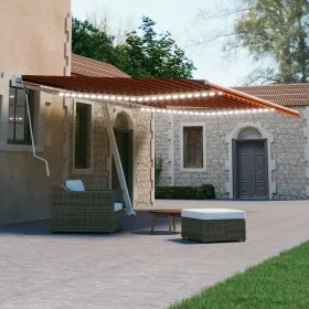 Toldo manual retráctil con luz LED naranja y marrón 600x300 cm de vidaXL, Toldos - Ref: Foro24-3069605, Precio: 647,27 €, Des...