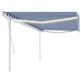 Toldo retráctil manual con luz LED azul y blanco 5x3 m de vidaXL, Toldos - Ref: Foro24-3069981, Precio: 502,13 €, Descuento: %