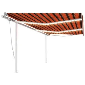 Toldo manual retráctil con luz LED naranja y marrón 6x3 m de vidaXL, Toldos - Ref: Foro24-3070005, Precio: 660,97 €, Descuent...
