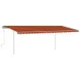 Manual retractable awning with orange and brown LED light 6x3 m by vidaXL, Awnings - Ref: Foro24-3070005, Price: 660,97 €, Di...