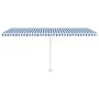 Toldo retráctil manual con LED azul y blanco 500x300 cm de vidaXL, Toldos - Ref: Foro24-3069581, Precio: 531,21 €, Descuento: %