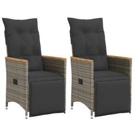 Sillones reclinable jardín y cojines 2 uds ratán sintético gris de vidaXL, Sillas de jardín - Ref: Foro24-365672, Precio: 267...