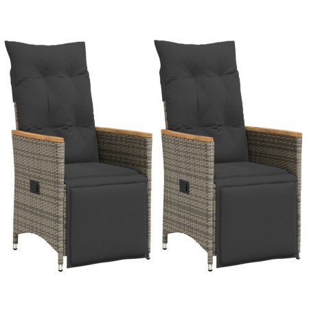 Sillones reclinable jardín y cojines 2 uds ratán sintético gris de vidaXL, Sillas de jardín - Ref: Foro24-365672, Precio: 267...
