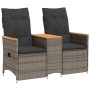 Sofá de jardín reclinable de 2 plazas con mesa ratán PE gris de vidaXL, Sofás de exterior - Ref: Foro24-365721, Precio: 263,4...