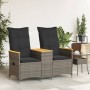 Sofá de jardín reclinable de 2 plazas con mesa ratán PE gris de vidaXL, Sofás de exterior - Ref: Foro24-365721, Precio: 263,4...