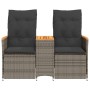 Sofá de jardín reclinable de 2 plazas con mesa ratán PE gris de vidaXL, Sofás de exterior - Ref: Foro24-365721, Precio: 263,4...