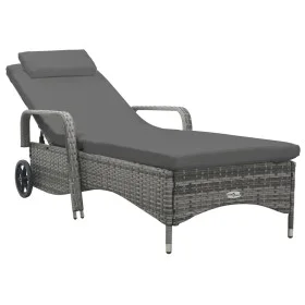 Tumbona con ruedas de ratán sintético gris antracita de vidaXL, Tumbonas - Ref: Foro24-49497, Precio: 242,02 €, Descuento: %