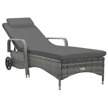 Tumbona con ruedas de ratán sintético gris antracita de vidaXL, Tumbonas - Ref: Foro24-49497, Precio: 242,02 €, Descuento: %