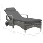 Tumbona con ruedas de ratán sintético gris antracita de vidaXL, Tumbonas - Ref: Foro24-49497, Precio: 245,62 €, Descuento: %