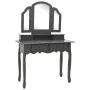 Schminktisch und Hocker aus grauem Paulownia-Holz, 100 x 40 x 146 cm von vidaXL, Schlafzimmerkommoden - Ref: Foro24-289325, P...