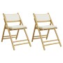 Sillas de bistró plegables con cojines 2 uds bambú blanco crema de vidaXL, Sillas de jardín - Ref: Foro24-365871, Precio: 128...