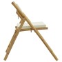 Sillas de bistró plegables con cojines 2 uds bambú blanco crema de vidaXL, Sillas de jardín - Ref: Foro24-365871, Precio: 128...