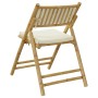 Sillas de bistró plegables con cojines 2 uds bambú blanco crema de vidaXL, Sillas de jardín - Ref: Foro24-365871, Precio: 128...