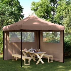 Tienda de fiesta plegable Pop-Up con 2 paredes laterales marrón de vidaXL, Carpas y cenadores - Ref: Foro24-4004925, Precio: ...