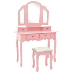 Pink paulownia wood dressing table and stool set 100x40x146 cm by vidaXL, Bedroom Dressers - Ref: Foro24-289323, Price: 191,0...