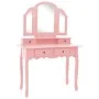 Set de tocador y taburete madera paulownia rosa 100x40x146 cm de vidaXL, Tocadores para dormitorios - Ref: Foro24-289323, Pre...