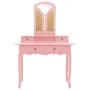 Set de tocador y taburete madera paulownia rosa 100x40x146 cm de vidaXL, Tocadores para dormitorios - Ref: Foro24-289323, Pre...