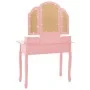 Set de tocador y taburete madera paulownia rosa 100x40x146 cm de vidaXL, Tocadores para dormitorios - Ref: Foro24-289323, Pre...