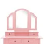 Set de tocador y taburete madera paulownia rosa 100x40x146 cm de vidaXL, Tocadores para dormitorios - Ref: Foro24-289323, Pre...