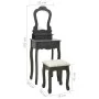 Juego de tocador y taburete madera paulownia gris 50x59x136 cm de vidaXL, Tocadores para dormitorios - Ref: Foro24-289313, Pr...