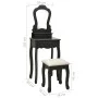 Juego de tocador y taburete madera paulownia negro 50x59x136 cm de vidaXL, Tocadores para dormitorios - Ref: Foro24-289312, P...