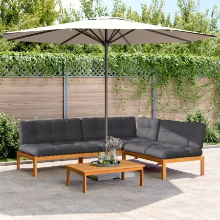Garden pallet sofa set and cushions 4 pieces acacia wood by vidaXL, Outdoor sofas - Ref: Foro24-3209457, Price: 701,33 €, Dis...