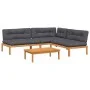Garden pallet sofa set and cushions 4 pieces acacia wood by vidaXL, Outdoor sofas - Ref: Foro24-3209457, Price: 701,33 €, Dis...