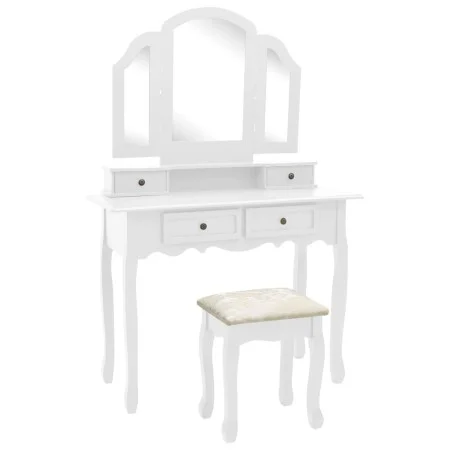 Dressing table set with white paulownia wood and stool, measuring 100x40x146cm. by vidaXL, Bedroom Dressers - Ref: Foro24-289...