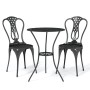 Mesa y sillas de bistró 3 piezas aluminio fundido negro de vidaXL, Conjuntos de jardín - Ref: Foro24-317754, Precio: 197,69 €...