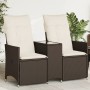 Sofá de jardín reclinable de 2 plazas con mesa ratán PE marrón de vidaXL, Sofás de exterior - Ref: Foro24-365711, Precio: 211...