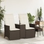 Sofá de jardín reclinable de 2 plazas con mesa ratán PE marrón de vidaXL, Sofás de exterior - Ref: Foro24-365711, Precio: 211...