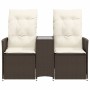 Sofá de jardín reclinable de 2 plazas con mesa ratán PE marrón de vidaXL, Sofás de exterior - Ref: Foro24-365711, Precio: 211...