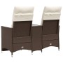 Sofá de jardín reclinable de 2 plazas con mesa ratán PE marrón de vidaXL, Sofás de exterior - Ref: Foro24-365711, Precio: 211...