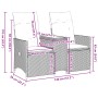 Sofá de jardín reclinable de 2 plazas con mesa ratán PE marrón de vidaXL, Sofás de exterior - Ref: Foro24-365711, Precio: 211...