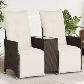 Sofá de jardín reclinable de 2 plazas con mesa ratán PE marrón de vidaXL, Sofás de exterior - Ref: Foro24-365716, Precio: 233...
