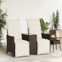 Sofá de jardín reclinable de 2 plazas con mesa ratán PE marrón de vidaXL, Sofás de exterior - Ref: Foro24-365716, Precio: 233...