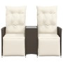 Sofá de jardín reclinable de 2 plazas con mesa ratán PE marrón de vidaXL, Sofás de exterior - Ref: Foro24-365716, Precio: 233...