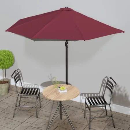 Sombrilla balcón semicircular aluminio burdeos 300x155x223 cm de vidaXL, Sombrillas - Ref: Foro24-312502, Precio: 60,28 €, De...