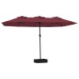 Sombrilla doble con luces LED rojo burdeos 449x245 cm de vidaXL, Sombrillas - Ref: Foro24-362957, Precio: 217,51 €, Descuento: %