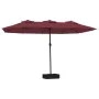 Sombrilla doble con luces LED rojo burdeos 449x245 cm de vidaXL, Sombrillas - Ref: Foro24-362957, Precio: 208,18 €, Descuento: %